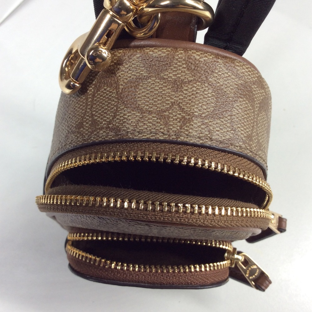 Coach Mini Court Backpack Keychain Bag Charm - CX066 Brown Canvas/Leather - Picture 9 of 9